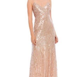 MACDUGGAL SEQUINED SPAGHETTI STRAP GOWN
